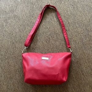 BCBG Paris Vegan Pebbled Red Leather Cross Body Bag Purse